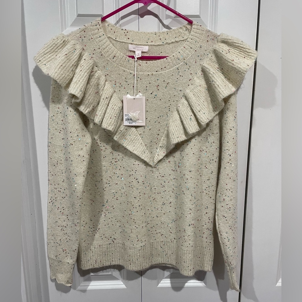 Lauren Conrad crew neck sweater with sparkles size small NWT